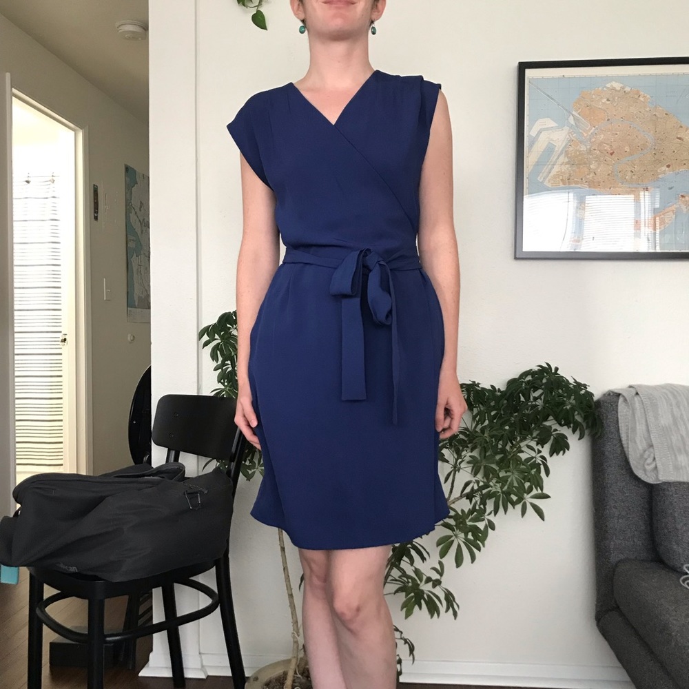 Everlane Short-Sleeve Mini Wrap Dress - size 6